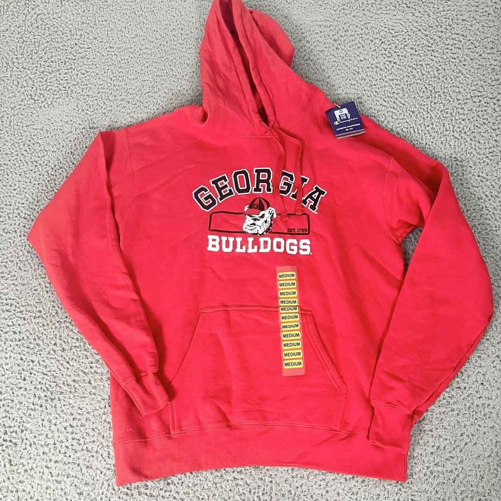 Georgia Bulldogs Hoodie Sweatshirt Mens Medium Red NCAA Football Champion Fleece